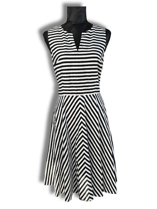Ann Taylor Dresses & Skirts - Ann Taylor Classic Black & White Striped Fit-and-Flare Dress 8p